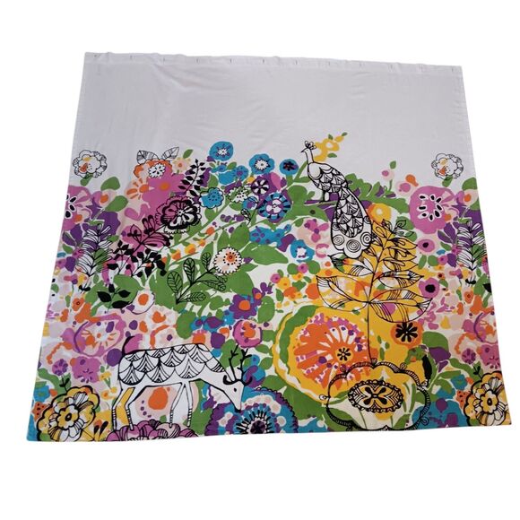 Woodland Gardens Shower Curtain Urban Outfitters Floral Peacock Deer-Please Read - Picture 2 of 12